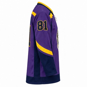 Jersey de Hockey sobre Hielo Personalizado para Hombre, Morado y Dorado, con Parche Bordado de la Unión Local de Carpinteros 276, Números Cosidos, Ropa Deportiva de Equipo para Torneos - Product Image 5