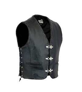 Chaleco de Cuero Genuino Negro para Motociclistas, Tallas de la S a la 3XL - Product Image 1