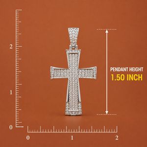 Elegante Colgante Unisex de Plata 925 con Cruz de Moissanita Estilo Hip Hop y Diseño Ancho - Product Image 3