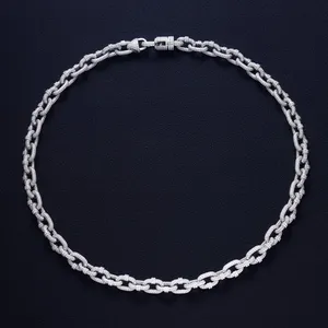 Real Silver VVS Moissanite Oval Link <b>Chain</b> Necklace <b>Iced</b> <b>Out</b> Oval Paperclip Link Choker Hip Hop Jewelry Pass Diamond Tester - Product Image 4