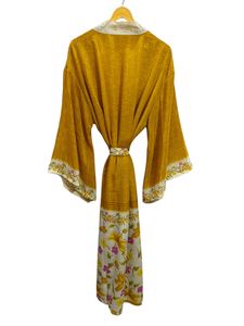 Robe en soie longue jusqu'aux chevilles, robe multicolores, robe de nuit, robe indienne vintage en soie recyclée, kimono en sari - Product Image 4