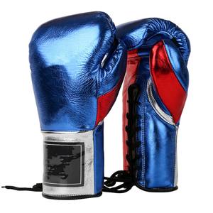 Gants de boxe noirs de haute qualité en gros, 16 oz, pour adultes, professionnels, à lacets, en cuir microfibre, avec logo personnalisé - Product Image 4