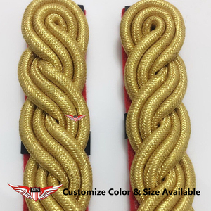 Epaulettes KEW con Hilo Metálico Amarillo Trenzado y Dorso Rojo, Estilo Vintage Ecológico y Personalizable - Product Image 2