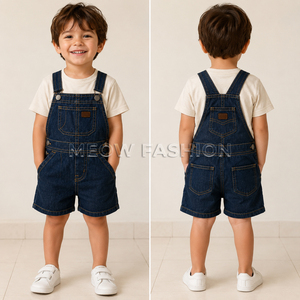 Lot de Combinaisons Courtes pour Enfants Prêt à Expédier – Effet Jean en Coton – Salopettes Courtes pour Tout-Petits – Vêtements d'Été de Boutique pour Enfants – Vente en Gros - Product Image 2