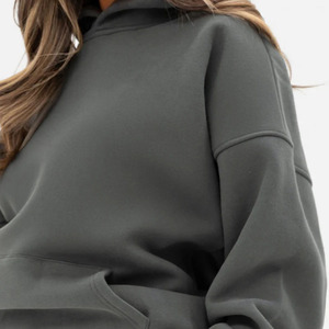 Sweat-shirt à capuche oversize pour femme PENTO INDUSTRY, couleur unie, épaules tombantes, manches longues, en molleton de coton anti-boulochage, pour l'hiver - Product Image 3