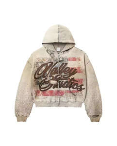 Hot Sales <b>Top</b> Trending Custom Design <b>Distressed</b> High Quality Cotton 320gsm Rhinestone Eco-Friendly Quick Dry Winter Men's - Product Image 6