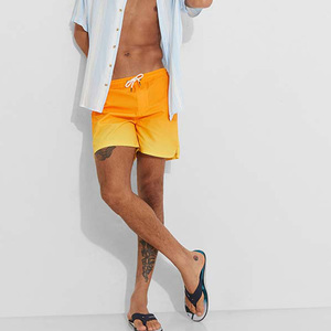 Short de bain décontracté pour homme, bleu marine, coupe droite, taille mi-haute, avec cordon de serrage, couleur unie, en polyester, séchage rapide, avec poches - Product Image 3