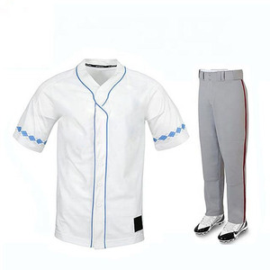 Ensemble de maillots de baseball personnalisés pour hommes, blanc et rouge, 34, imprimé par transfert thermique, polyester respirant, manches courtes, col en V, pantalon uniforme élastique - Product Image 3