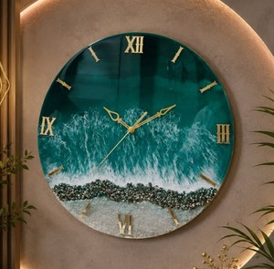 Handmade Resin Wedding Wall <b>Clock</b> Antique Style Quartz Analog <b>Battery</b> Powered 25mm Thick Plate Decorative Timepiece Living Room - Product Image 3