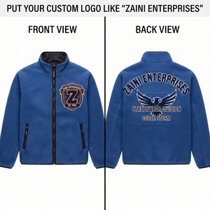 Veste de course en polaire premium 240g GSM bleu roi, entièrement zippée, avec logo gaufré, longue, imperméable et respirante pour l'extérieur - Product Image 1