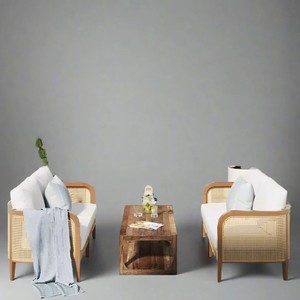 Ensemble de canapés d'extérieur en teck moderne et écologique avec table basse, sièges de jardin pour 4 personnes, résistant aux intempéries, meubles de patio - Product Image 3