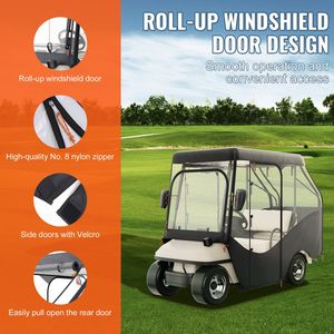 Coperture per Golf Cart a 4 Posti in Poliestere 600D, Copertura per Golf Cart con Finestre Trasparenti su 4 Lati, per Trolley da Golf 2+2 Posti - Product Image 5