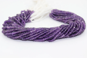 Cuentas de Rondelle facetadas de amatista Africana natural 3,5-4mm hebra 13 pulgadas para la fabricación de joyas - Product Image 4
