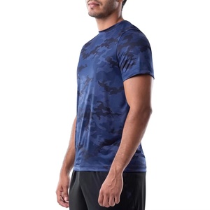 High Quality Custom Logo Men's V-neck Fleece T-Shirt Short Sleeve Breathable Top Selling Factory Made Wholesale Mono Print - Product Image 3