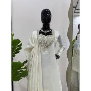 Designer XL Top-Bottom y Dupatta Set con hilo y secuencia de trabajo - Product Image 1