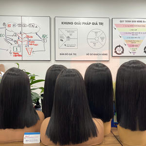 Perruque en cheveux humains vietnamiens de qualité supérieure, couleur naturelle, lisse et droite, extensions de cheveux super soyeuses et lisses - Product Image 1