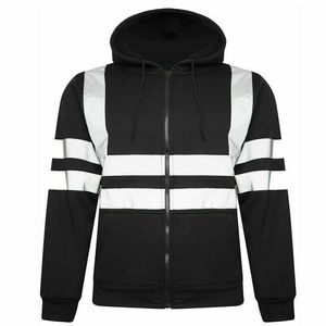 Premium Men's Winter Hi-Vis <b>Zip</b> Workwear Hoodie Lime Yellow Black Safety Sweatshirt Reflective Tape Full-<b>Zip</b> <b>Hooded</b> Customizable - Product Image 4