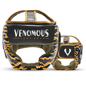 Venomous Tiger Viper Leather <b>Training</b> <b>Head</b> Guard Breathable Reinforced Padding Clear Full Face Protection for Boxing Safety - Product Image 5