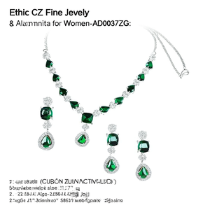 Ensemble de bijoux ethniques CZ, collier et boucles d'oreilles en zircone cubique pour femmes-AD0037ZG - Product Image 2