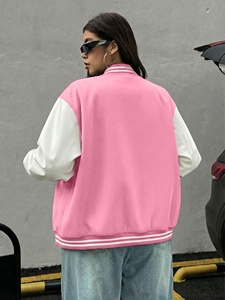 Women Wool Material Letterman Varsity <b>Crop</b> Top <b>Jacket</b> With Long Sleeve <b>Ladies</b> Plus Size Baseball Varsity <b>Jackets</b> OEM Serviced - Product Image 2
