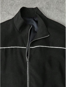 Custom Logo Unisex Lightweight Hooded Summer Nylon Reflective Piping Shell <b>Black</b> Long Sleeve Crop <b>Windbreaker</b> Tracksuit 2-Piece - Product Image 3