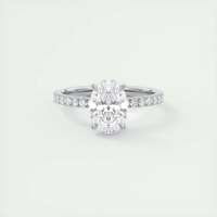 Bague de fiançailles ovale de 2,00 carats en diamant de laboratoire, sertie pavé floral style panier, avec sertissage français en or blanc 14 carats