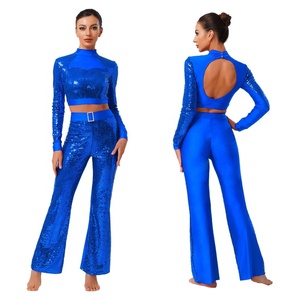 Traje de Danza Jazz para Mujer, Top Corto y Pantalones Acampanados para Espectáculo Latino, Venta al por Mayor, Estándar <span class=keywords><strong>Internacional</strong></span> de Baile de Salón - Product Image 5
