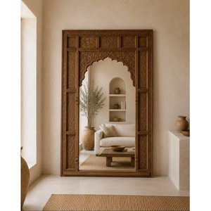กระจกตั้งพื้นทรงยาวกรอบไม้สไตล์หรูหรา ตกแต่งบ้านสวยงาม ราคาขายส่ง - Product Image 5