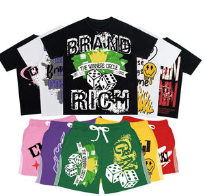 Ensemble T-shirt et short personnalisé, survêtement décontracté oversize d'été, tenue deux pièces en coton doux, style streetwear, vente en gros - Product Image 3