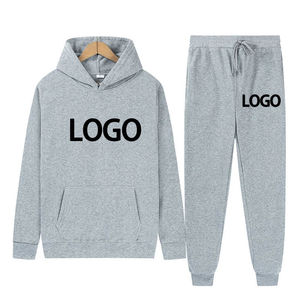 Conjunto Deportivo Unisex Gris con Capucha, Sudadera de Algodón, Pantalones Largos Casuales para Otoño con Cordón Ajustable y Bolsillos Laterales - Product Image 1