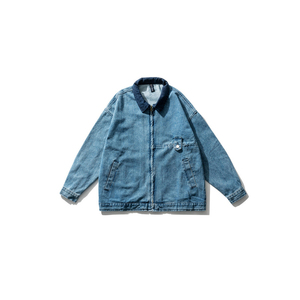 Chaqueta de Mezclilla Premium para Hombre, Cierre de un Botón, Diseño Robusto, Cómoda, Versátil, Impermeable, para Invierno - Product Image 1