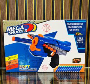 Pistola de Juguete Mega Shooter de Espuma, Lanza Proyectiles Suaves, 12 Dardos, 6+ Años, Azul Naranja, Plástico, Manual - Product Image 4