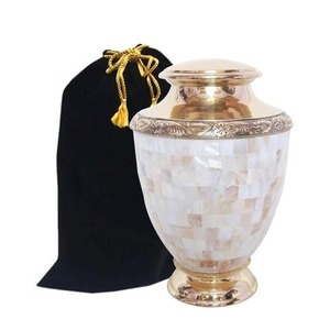 Handmade Urn Black with Gold Floral Design Traditional Classic Style Round Shape Art Display <b>Sympathy</b> <b>Gift</b> - Product Image 3
