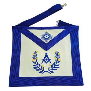 Ensemble de tablier, col et gants de franc-maçon, brodé bleu et blanc, régalia maçonnique de style classique, ensemble d'officier junior de cérémonie - Product Image 5