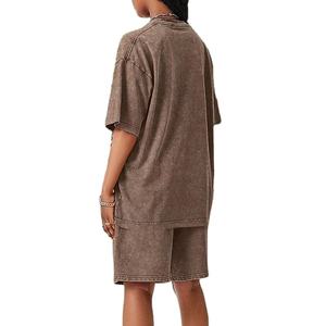 2025 Ropa de lavado ácido Personalizada 100% Algodón Lavado ácido Hombres 2 piezas Pantalones cortos y camisetas Set Ropa de calle de alta calidad - Product Image 2