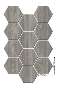 Carreaux muraux hexagonaux autocollants en PVC/PET, design grain de bois et marbre, installation facile, décoration murale intérieure, directement de l'usine - Product Image 6