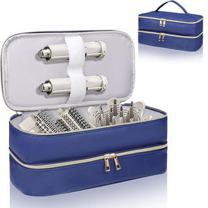 Sac de rangement portable simple à double compartiment en polyester pour outils capillaires avec double fermeture éclair, idéal pour <span class=keywords><strong>fer</strong></span> à friser et peignes de voyage - Product Image 5