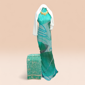 Vestido de Lujo con Estampado Floral en Lámina, Estilo Alemán-Suizo, con Chal a Juego |   Ropa de Fiesta para Mujeres Somalíes - Product Image 6