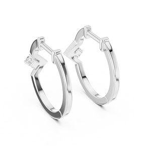 Pendientes de Aro Geométricos de Diamantes de Lujo, Plata de Ley, Joyería Fina Minimalista Moderna para Mujer, para Bodas, Compromisos y Fiestas - Product Image 2