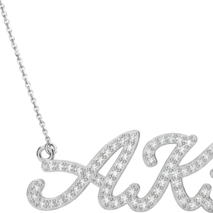 Collier AKA Pave Script pour femme, élégant, couleur or, pendentif lettre en cristal, bijoux de mode, chaîne de luxe, qualité supérieure - Product Image 4