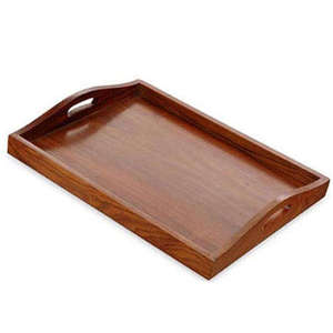 Lavie Creations Wood Decorative Trays Rectangle Art Deco Still Life Pattern Handle 2Pcs Handcrafted Dining Table - Product Image 2