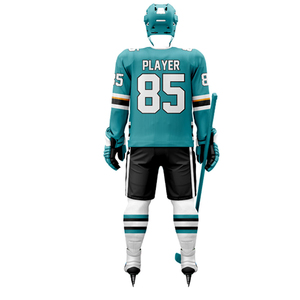 Equipación de Hockey sobre Hielo Premium Totalmente Sublimada – Jersey Teal Transpirable con Número de Jugador Personalizado 85, Casco y Guantes de Protección - Product Image 2