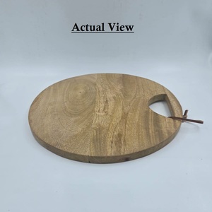 Planche à fromage ronde en bois d'acacia avec poignée, plateau de service, planche à découper pour la cuisine, la maison, le restaurant, vente en gros - Product Image 1