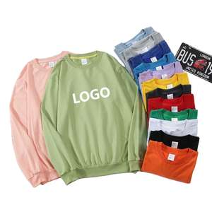 Sweat-shirt à manches longues surdimensionné en coton 100% personnalisé avec logo imprimé, broderie bon marché, uni, col rond, pour hommes - Product Image 1