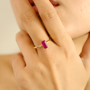 Anillo de Oro Amarillo de 18K con Rubí Solitario de 1 Quilate para Ella, Ajustable - Product Image 3