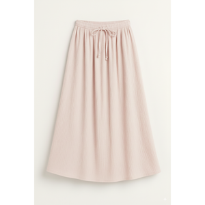 High Quality Women Ribbed Knit Midi <b>Skirt</b> with <b>Elastic</b> Drawstring <b>Waist</b>, Breathable Soft Fabric, Factory Direct Apparel Supplier - Product Image 1