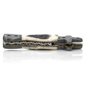 Hot Selling Damascus Steel Folding Knife DD-FK-532 Handmade Stag Handle 3mm Drop Point 170mm Outdoor Hunting Camping - Product Image 3