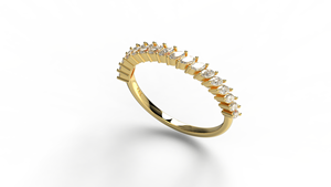 Anillo de Boda de Lujo en Oro de 18K con Diamantes Marquise Inclinados, Anillo de Eternidad Apilable, Anillo de Promesa de Boda, Joyería Fina para Mujer - Product Image 2