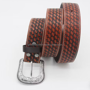 Cinturón de Estilo Vaquero Occidental para Hombre con Hebilla de Aleación Grabada con Diseño Floral de Lujo, Cinturón de Cuero Repujado de Moda - Product Image 5