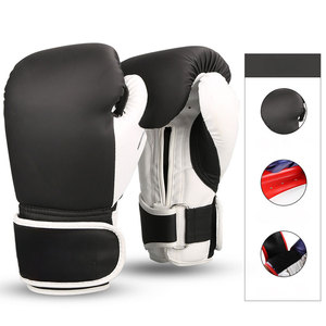 Gants d'entraînement de boxe en cuir bleu et noir Econex Sports avec fermeture auto-agrippante, sangle de poignet réglable, personnalisables pour adultes - Product Image 3